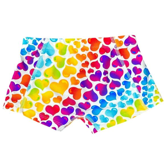 Crazy Pants Rainbow Hearts Cheer Dance Spandex Shorts Youth Small NWOT - Picture 4 of 4